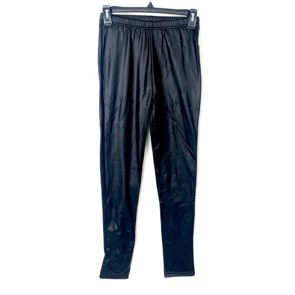 Black Faux Leather Leggings High‎ Waisted Liquid Look Shiny Stretch Pants
